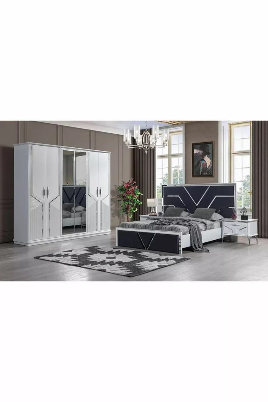Asel Ensemble de chambre à coucher à base de MDF