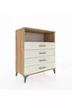 Commode Hyperion à un seul étagère et 4 tiroirs en pin-onyx