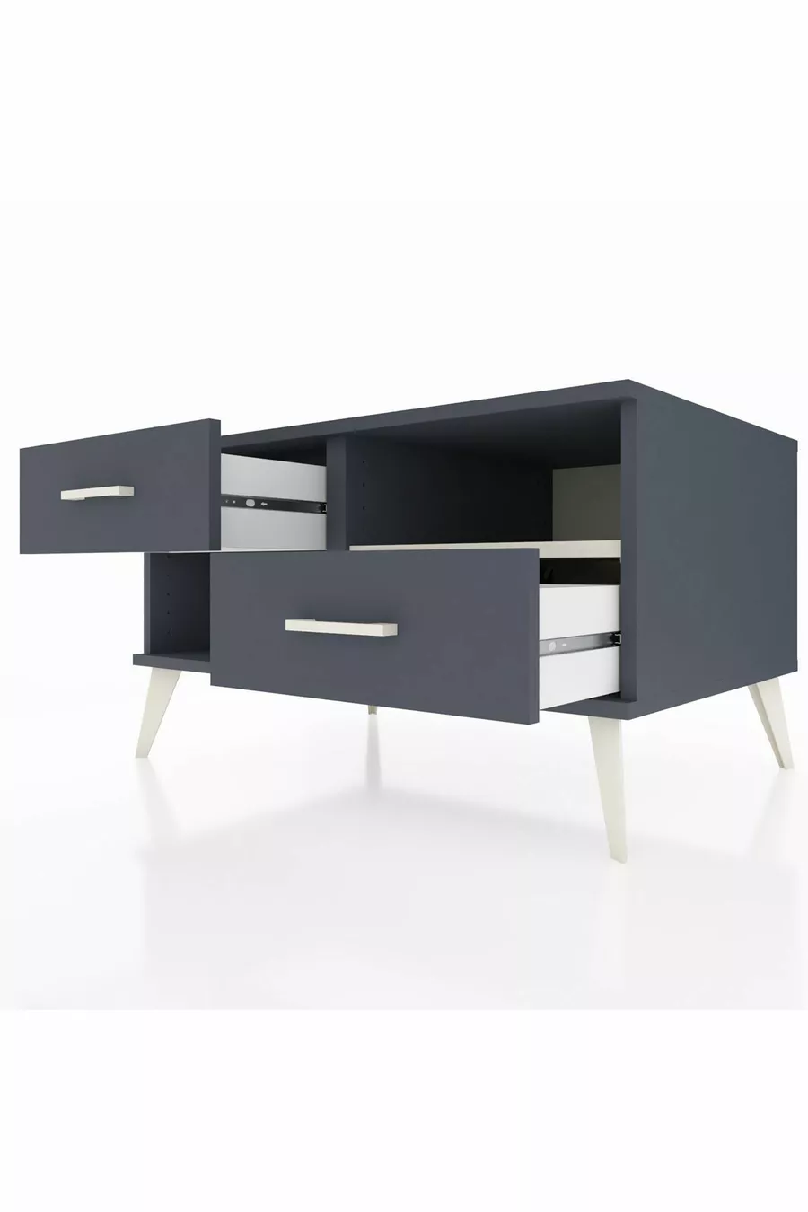 Commode Kronos à une étagère et 2 tiroirs Anthracite-Gris pierre/Anthracite