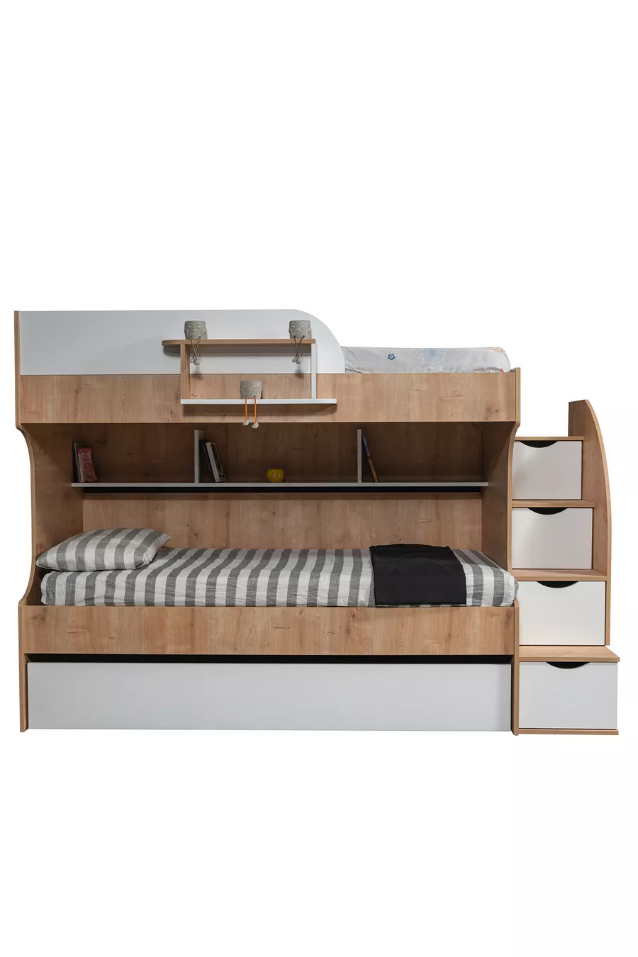 Lits superposés, Lit superposé Aura avec tiroirs - 3 matelas confort
