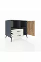 Commode Kronos à 2 étagères, 2 tiroirs, 1 porte, Anthracite-Sapin/Pierre de lune