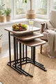 Table Basse Gigogne Pied Métal Ensemble de 3 Tables d'Appoint pour Canapé Zino Pin Atlantique