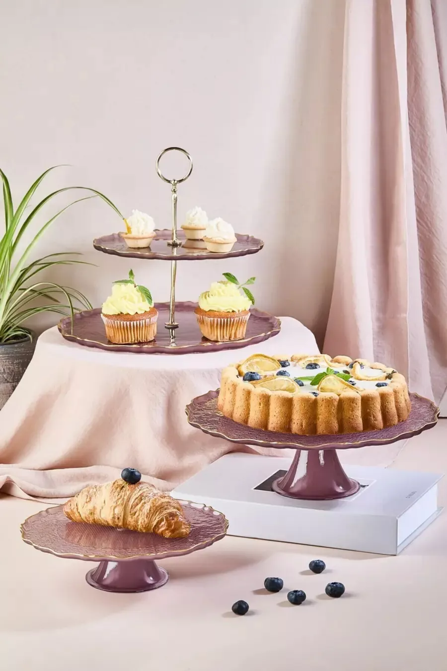  pièces - Série Goblen Ensemble de service et de présentation pour gâteau prune