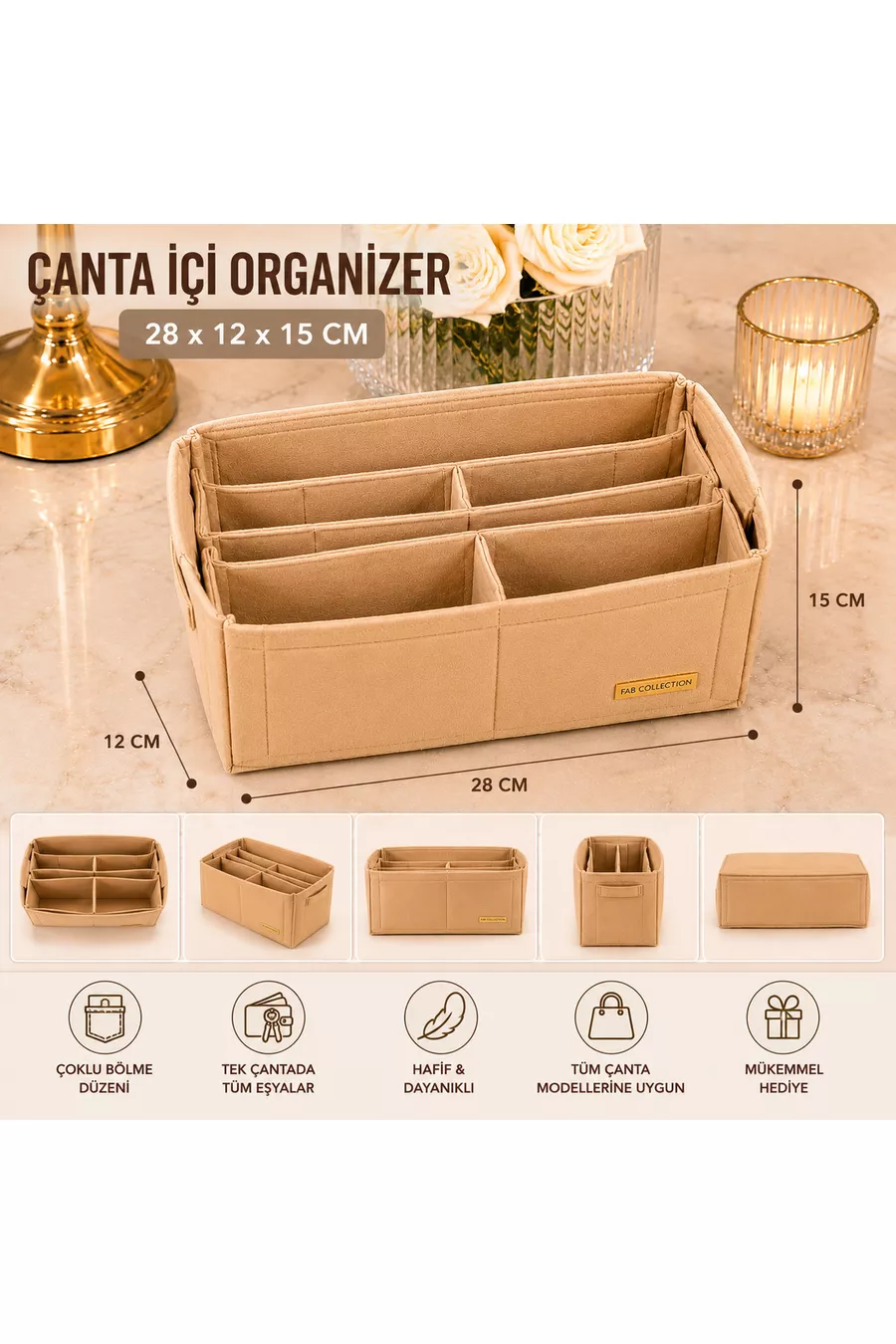 Organisateur intérieur de sac Longchamp Medium, compatible, dimensions standard //