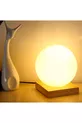 Lampe de nuit en verre sphérique avec abat-jour sur base en bois