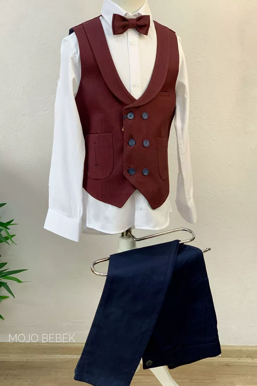 Ensemble de sport pour garçon Mojo avec gilet à poches  Bordeaux